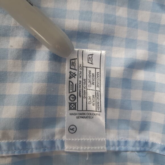 Thomas Pink SZ 17 French Cuff Gingham Blue & White Button Up Men's Shirt - Picture 11 of 15